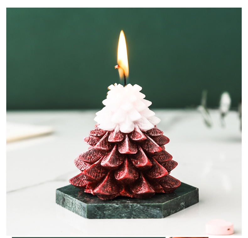 创意工艺蜡烛 圣诞树香薰蜡烛与冰花蜡烛,打造温馨节日气氛